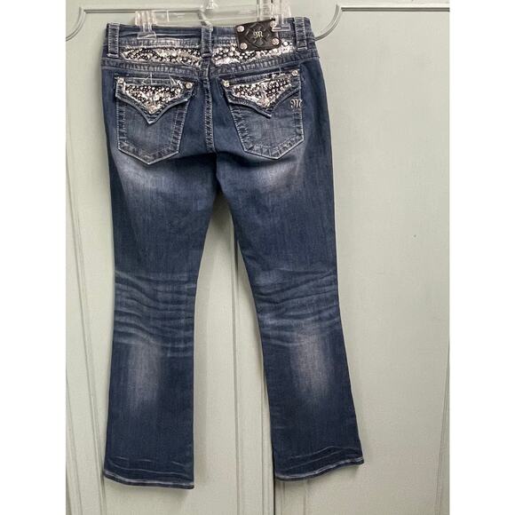 Miss Me Signature Rise Bootcut Jeans Size 29 Bling Y2K Grunge Flap Pockets - Picture 5 of 8
